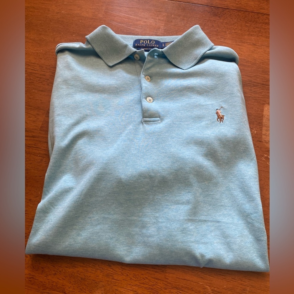 Ralph Lauren Men's Light Blue Polo Shirt with Embroidered Pony